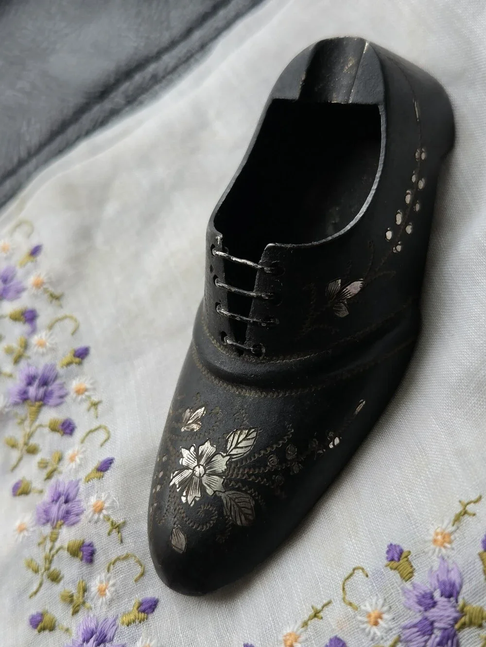 Vintage Mini Silver Bronze Shoe Ashtray